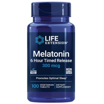 Melatonin, 6 Hour Timed Release, 300 mcg, 100 Vegetarian Tablets Life Extension Life Extension