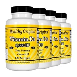 Combo: 4un Vitamina D3 5000UI (120 softgels) - Healthy Origins