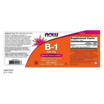 B-1 100mg 100 TABS Now Now Foods