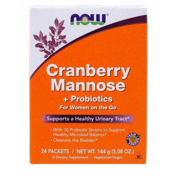 Cranberry Mannose + Probiotics - 24 Packets per Box Now Foods