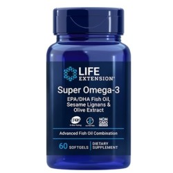 Super Omega-3 EPA/DHA Fish Oil, Sesame Lignans & Olive Extract 60s Life Extension Life Extension