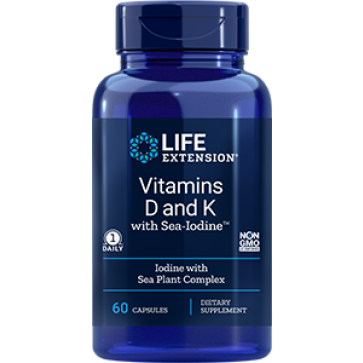 Vitamins D and K with Sea-Iodine™, 60 capsules Life Extension