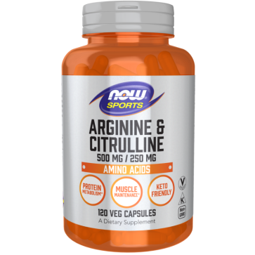 ARGININE  500mg  CITRULLINE 250MG 120 VCAPS Now foods Now