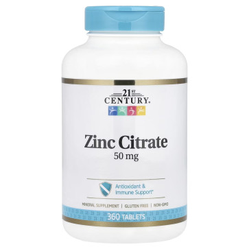 Zinc Citrate, 50 mg, 360 Tablets 21st Century 21stCentury