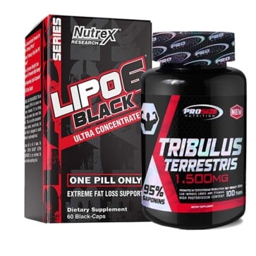 Combo: Tribulus Terrestris 1,500mg - Pro Size + Lipo 6 Black - Nutrex