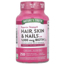 Nature's Truth, Hair, Skin & Nails with Biotin, Superior Strength, 250 Rapid Release Liquid Softgels Nature's Truth