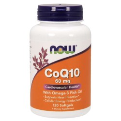 CoQ10 60 mg with Omega-3 Fish Oil 120 Softgels Now foods Now Foods