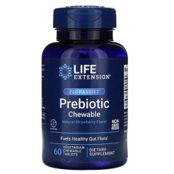 FLORASSIST  Prebiotic Chewable(Strawberry) 60 veg chewable tabs Life Extension Life Extension