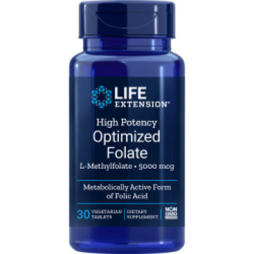 High Potency Optimized Folate L-Methylfolate  8500 mcg 30 veg Tablets Life Extension Life Extension