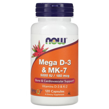 Mega D-3 MK-7, 120 Capsules Now foods Now