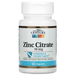 Zinc Citrate, 50 mg, 60 Tablets 21st Century 21stCentury