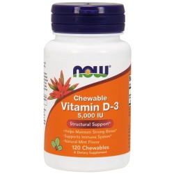 Vitamin D-3 5000 IU (120 Softgels) - Now Foods