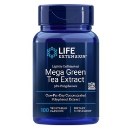 Lightly Caffeinated Mega Green Tea Extract 98% Polyphenols 100s Life Extension Life Extension