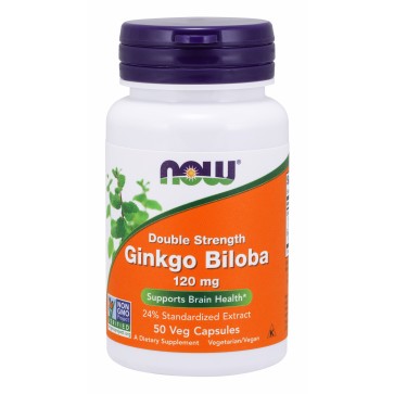 Ginkgo Biloba, Double Strength 120 mg - 50 Veg Capsules Now Foods