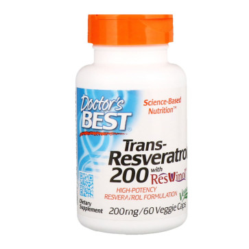 Doctor's Best, Trans-Resveratrol 200 , 200 mg, 60 Veggie Caps Doctor's Best