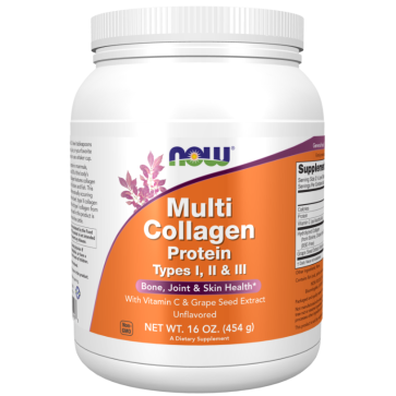 Multi Collagen Protein, Type I, II & III, Unflavored, 16 oz (454 g) Now foods Now