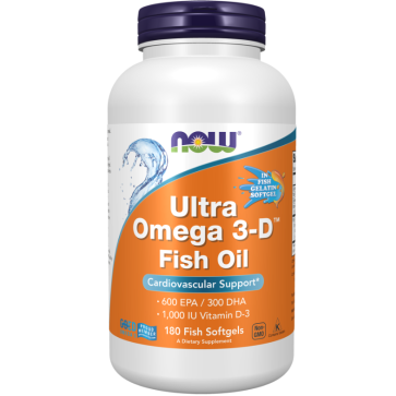 Ultra Omega 3-D, 600 EPA / 300 DHA, 180 Fish Softgels Now foods Now