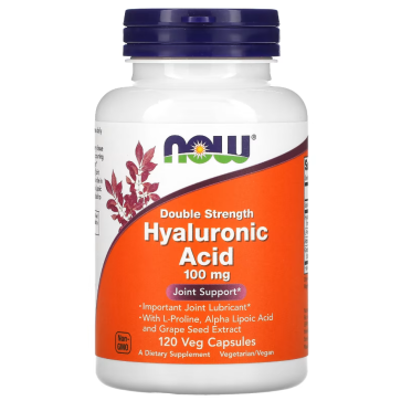 Hyaluronic Acid, Double Strength, 100 mg, 120 Veg Capsules Now foods Now