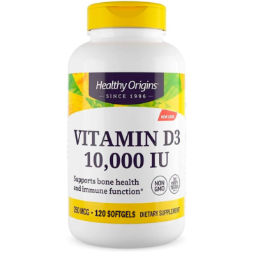 Vitamina D3 10.000 IU (120 softgels) - Healthy Origins Healthy Origins