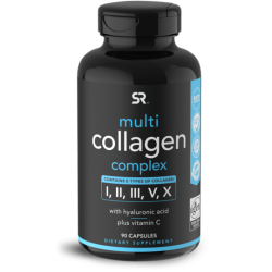 Multi Collagen Complex I, II, III, V, X with Hyaluric acid and Vit C  90caps Sports Research Sports Research
