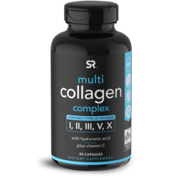 Multi Collagen Complex I, II, III, V, X with Hyaluric acid and Vit C  90caps Sports Research Sports Research