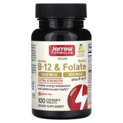 Vegan Methyl B-12 & Methyl Folate, Extra Strength, Lemon, 100 Chewable Tablets Jarrow Formulas jarrow Formulas