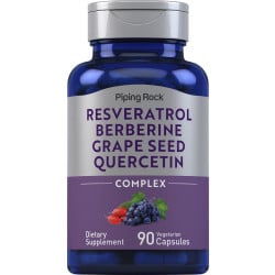 Piping Rock Resveratrol Berberine Grape Seed & Quercetin Complex  90 Capsules Piping Rock