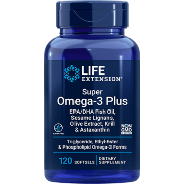 Super Omega-3 EPA/DHA Fish Oil, Sesame Lignans & Olive Extract (Enteric Coated) 120 enteric-coated softgels Life Extension