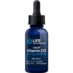 Liquid Vitamin D3, 50 mcg (2,000 IU), 1 fl oz (29.57 ml) Mint Life Life Extension