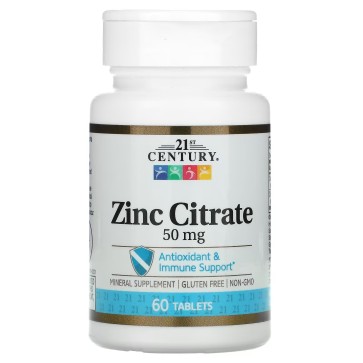 Zinc Citrate, 50 mg, 60 Tablets 21st Century 21stCentury