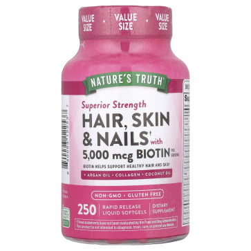 Nature's Truth, Hair, Skin & Nails with Biotin, Superior Strength, 250 Rapid Release Liquid Softgels Nature's Truth