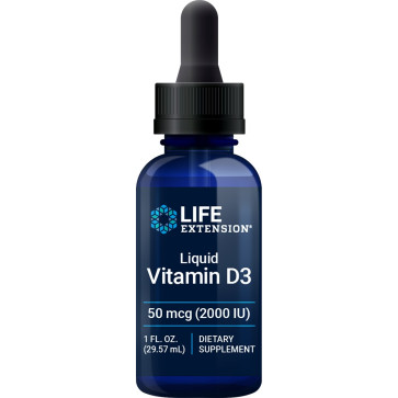 Liquid Vitamin D3, 50 mcg (2,000 IU), 1 fl oz (29.57 ml) LE Life Extension