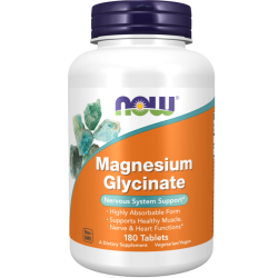 Magnesium Glycinate, 180 Tablets (100 mg per Tablet) Now foods Now