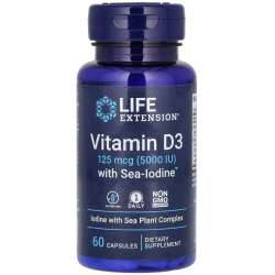 Vitamin D3 with Sea-Iodine, 125 mcg (5,000 IU), 60 Capsules Life Extension Life Extension
