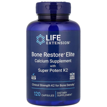 Bone Restore Elite, Calcium Supplement with Super Potent K2, 120 Capsules Life Extension Life Extension