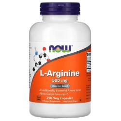 L ARGININE 500mg 250 VCAPS Now Now Foods