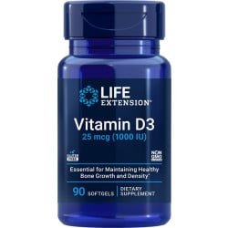Vitamin D3, 25 mcg (1,000 IU), 90 Softgels Life Extension