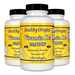 Combo: 3un Vitamina D3 10.000 IU (120 softgels) - Healthy Origins
