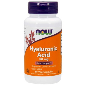 Ácido Hialurônico 50mg MSM (60 cápsulas) - Now Foods