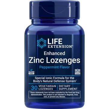 Enhanced Zinc Lozenges, Peppermint, 30 Vegetarian Lozenges (18.75 mg per Lozenge) Life Extension