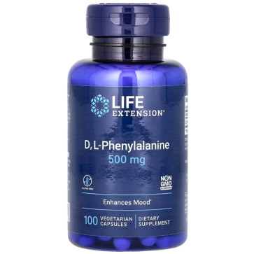 D, L-Phenylalanine, 500 mg, 100 Vegetarian Capsules Life Extension Life Extension