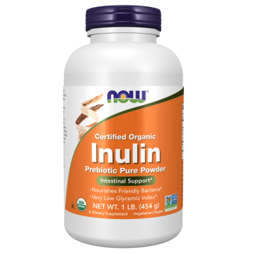 Certified Organic Inulin, Prebiotic Pure Powder, 1 lb (454 g) Now foods Now